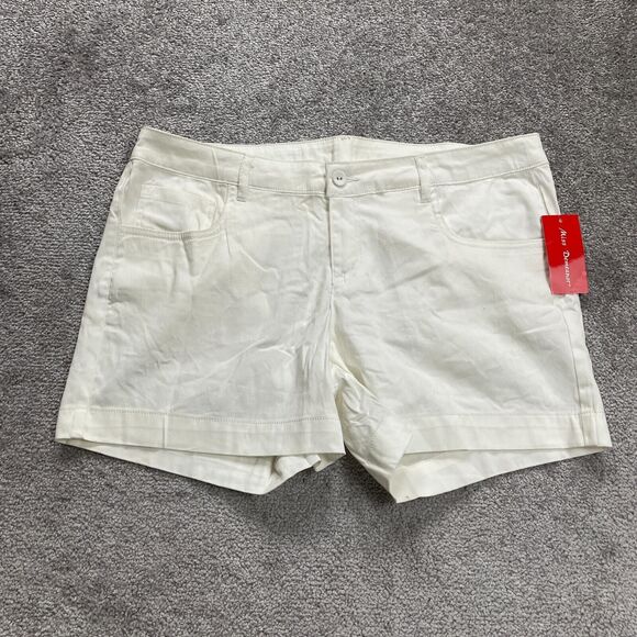 Miss Demeanor+ Pants - Miss Demeanor+ Bermuda Shorts Womens 14 White Mid Rise Stretch Cotton Casual NWT